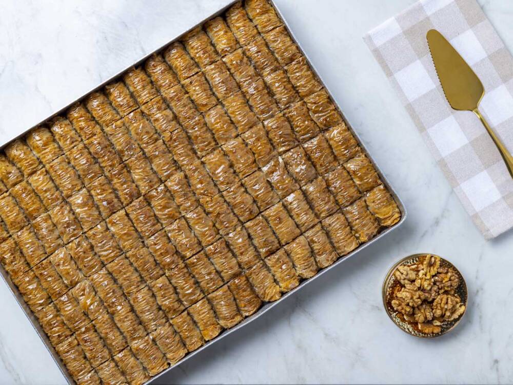 Wrap Baklava with Walnut on a Tray - 1